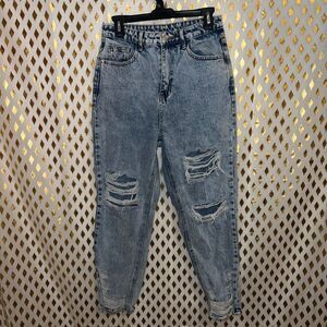Distressed acid washed jeans size M